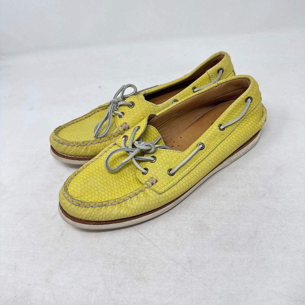 Sperry Gold Cup Top-Sider Boat Shoes Yellow 9.5 Nautical Snakeskin Embossed